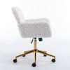 A&A Furniture Office Chair,Artificial rabbit hair Home Office Chair with Golden Metal Base,Adjustable Desk Chair Swivel Office Chair,Vanity Chair(Beig