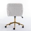 A&A Furniture Office Chair,Artificial rabbit hair Home Office Chair with Golden Metal Base,Adjustable Desk Chair Swivel Office Chair,Vanity Chair(Beig