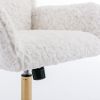 A&A Furniture Office Chair,Artificial rabbit hair Home Office Chair with Golden Metal Base,Adjustable Desk Chair Swivel Office Chair,Vanity Chair(Beig