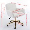 A&A Furniture Office Chair,Artificial rabbit hair Home Office Chair with Golden Metal Base,Adjustable Desk Chair Swivel Office Chair,Vanity Chair(Beig