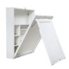 Modern Compact Wood Wall Mounted Folding Desk Cabinet Convertible Writing Desk for Home Office with Storage;  White