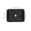 13.0" L -18.13" W -4" H Matte Shell Glass Rectangular Vessel Bathroom Sink in Black with Matte Black Faucet and Pop-Up Drain in Matte Black