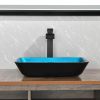 18.125" L -13.0" W -4 1/8" H Handmade Countertop Glass Rectangular Vessel Bathroom Sink  with Matte Black Single-Handle Single Hole Faucet and Pop Up