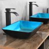 18.125" L -13.0" W -4 1/8" H Handmade Countertop Glass Rectangular Vessel Bathroom Sink  with Matte Black Single-Handle Single Hole Faucet and Pop Up