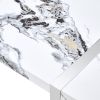 Modern Dining Table, 55 inch Faux Marble Kitchen Table for 4 People, Rectangular Dinner Table for Dining Room, Home Office, Living Room Furniture, Eas