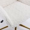 A&A Furniture Office Chair,Artificial rabbit hair Home Office Chair with Golden Metal Base,Adjustable Desk Chair Swivel Office Chair,Vanity Chair(Beig