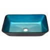 18.125" L -13.0" W -4 1/8" H Handmade Countertop Glass Rectangular Vessel Bathroom Sink  with Matte Black Single-Handle Single Hole Faucet and Pop Up