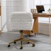A&A Furniture Office Chair,Artificial rabbit hair Home Office Chair with Golden Metal Base,Adjustable Desk Chair Swivel Office Chair,Vanity Chair(Beig
