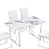 Modern Dining Table, 55 inch Faux Marble Kitchen Table for 4 People, Rectangular Dinner Table for Dining Room, Home Office, Living Room Furniture, Eas