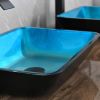 18.125" L -13.0" W -4 1/8" H Handmade Countertop Glass Rectangular Vessel Bathroom Sink  with Matte Black Single-Handle Single Hole Faucet and Pop Up