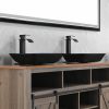 18.125" L -13.0" W -4 1/8" H Handmade Countertop Glass Rectangular Vessel Bathroom Sink  with Matte Black Single-Handle Single Hole Faucet and Pop Up