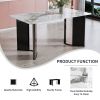Modern minimalist rectangular dining table, white imitation marble tabletop, MDF table legs with gold metal decorative strips. Suitable for restaurant