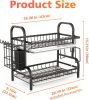 Dish Drying Rack, 2-Tier Dish Racks for Kitchen Counter, Sink Dish Drainer with Drainboard, Utensil Holder and Cutting Board Holder, Stainless Steel K