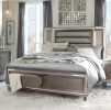 Modern Bedroom Furniture 1pc Queen Platform Bed Footboard Storage Upholstered LED Headboard Silver-Gray Metallic Finish