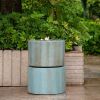 19x19x26" Contemporary Cement Water Fountain, Outdoor Bird Feeder / Bath Fountain, Antique Blue Water feature with Light For Garden, Lawn, Deck & Pati