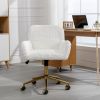A&A Furniture Office Chair,Artificial rabbit hair Home Office Chair with Golden Metal Base,Adjustable Desk Chair Swivel Office Chair,Vanity Chair(Beig