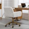 A&A Furniture Office Chair,Artificial rabbit hair Home Office Chair with Golden Metal Base,Adjustable Desk Chair Swivel Office Chair,Vanity Chair(Beig