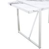 Modern Dining Table, 55 inch Faux Marble Kitchen Table for 4 People, Rectangular Dinner Table for Dining Room, Home Office, Living Room Furniture, Eas