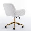 A&A Furniture Office Chair,Artificial rabbit hair Home Office Chair with Golden Metal Base,Adjustable Desk Chair Swivel Office Chair,Vanity Chair(Beig