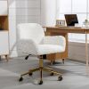 A&A Furniture Office Chair,Artificial rabbit hair Home Office Chair with Golden Metal Base,Adjustable Desk Chair Swivel Office Chair,Vanity Chair(Beig