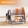 Dish Drying Rack, 2-Tier Dish Racks for Kitchen Counter, Sink Dish Drainer with Drainboard, Utensil Holder and Cutting Board Holder, Stainless Steel K
