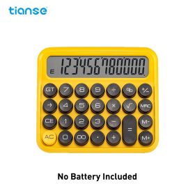 12 Digit TIANSE Desktop Calculator - Large LCD Display, Sensitive Buttons, Removable Key Caps - Perfect for Home, Office, and School! (Color: Yellow)