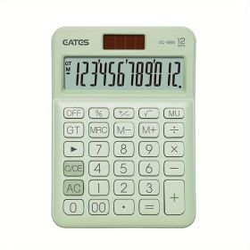 Cute Fructose Color Desk Calculator For Kids - 12 Digits Battery Dual Power Financial Calculator With Big Buttons & Large Display For Office, Home & S (Color: Green)