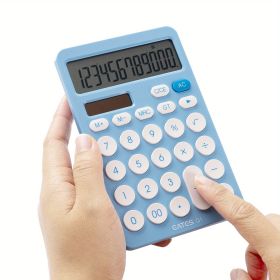 Fructose Color Desk Calculator, Cute Calculator For Kids, 12 Digits Battery Dual Power Financial Calculator With Big Buttons And Large Display For Off (Color: Blue)