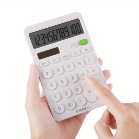 Fructose Color Desk Calculator, Cute Calculator For Kids, 12 Digits Battery Dual Power Financial Calculator With Big Buttons And Large Display For Off (Color: White)