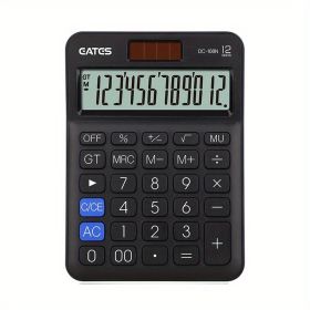Cute Fructose Color Desk Calculator For Kids - 12 Digits Battery Dual Power Financial Calculator With Big Buttons & Large Display For Office, Home & S (Color: Black)