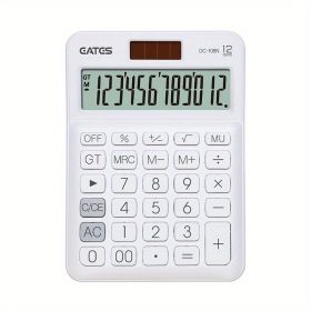 Cute Fructose Color Desk Calculator For Kids - 12 Digits Battery Dual Power Financial Calculator With Big Buttons & Large Display For Office, Home & S (Color: White)