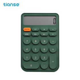 12-Digit LCD Candy Color Calculator - Portable, Cute & Functional for Office, School & Home Use (Color: Bamboo Green)