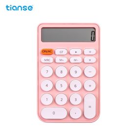 12-Digit LCD Candy Color Calculator - Portable, Cute & Functional for Office, School & Home Use (Color: Sakura Pink)
