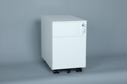2 Drawer Mobile File Cabinet with Lock Metal Filing Cabinet for Legal/Letter/A4/F4 Size, Fully Assembled Include Wheels, Home/Office Design (Color: White)