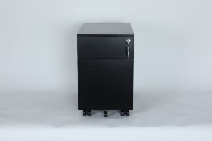 2 Drawer Mobile File Cabinet with Lock Metal Filing Cabinet for Legal/Letter/A4/F4 Size, Fully Assembled Include Wheels, Home/Office Design (Color: Black)