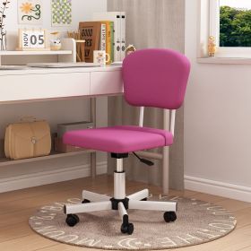 Mesh Task Chair Plush Cushion, Armless Desk Chair Home Office Chair, Adjustable Swivel Rolling Task Chair, Comfortable Mesh Back Computer Work Dressin (Color: Pink)