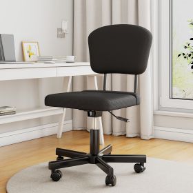 Mesh Task Chair Plush Cushion, Armless Desk Chair Home Office Chair, Adjustable Swivel Rolling Task Chair, Comfortable Mesh Back Computer Work Dressin (Color: Black)