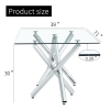 Large modern minimalist rectangular glass dining table, suitable for 6-8 people, equipped with 0.39 "tempered glass tabletop and metal legs, suitable