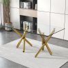 Large modern minimalist rectangular glass dining table, suitable for 6-8 people, equipped with 0.39 "tempered glass tabletop and metal legs, suitable