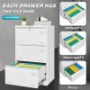 Filing Cabinet Lateral File Cabinet 3 Drawer, Blcak Locking Metal File Cabinets Three Drawer, Office Filing Cabinet with Lock Drawers for Home Office/