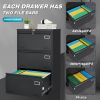 Filing Cabinet Lateral File Cabinet 3 Drawer, Blcak Locking Metal File Cabinets Three Drawer, Office Filing Cabinet with Lock Drawers for Home Office/