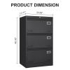 Filing Cabinet Lateral File Cabinet 3 Drawer, Blcak Locking Metal File Cabinets Three Drawer, Office Filing Cabinet with Lock Drawers for Home Office/