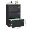Filing Cabinet Lateral File Cabinet 3 Drawer, Blcak Locking Metal File Cabinets Three Drawer, Office Filing Cabinet with Lock Drawers for Home Office/