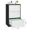 Filing Cabinet Lateral File Cabinet 3 Drawer, Blcak Locking Metal File Cabinets Three Drawer, Office Filing Cabinet with Lock Drawers for Home Office/