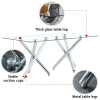 Large modern minimalist rectangular glass dining table, suitable for 6-8 people, equipped with 0.39 "tempered glass tabletop and metal legs, suitable