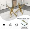 Large modern minimalist rectangular glass dining table, suitable for 6-8 people, equipped with 0.39 "tempered glass tabletop and metal legs, suitable