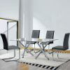 Large modern minimalist rectangular glass dining table, suitable for 6-8 people, equipped with 0.39 "tempered glass tabletop and metal legs, suitable