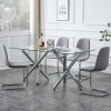 Large modern minimalist rectangular glass dining table, suitable for 6-8 people, equipped with 0.39 "tempered glass tabletop and metal legs, suitable