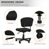 Mesh Task Chair Plush Cushion, Armless Desk Chair Home Office Chair, Adjustable Swivel Rolling Task Chair, Comfortable Mesh Back Computer Work Dressin