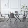 Large modern minimalist rectangular glass dining table, suitable for 6-8 people, equipped with 0.39 "tempered glass tabletop and metal legs, suitable